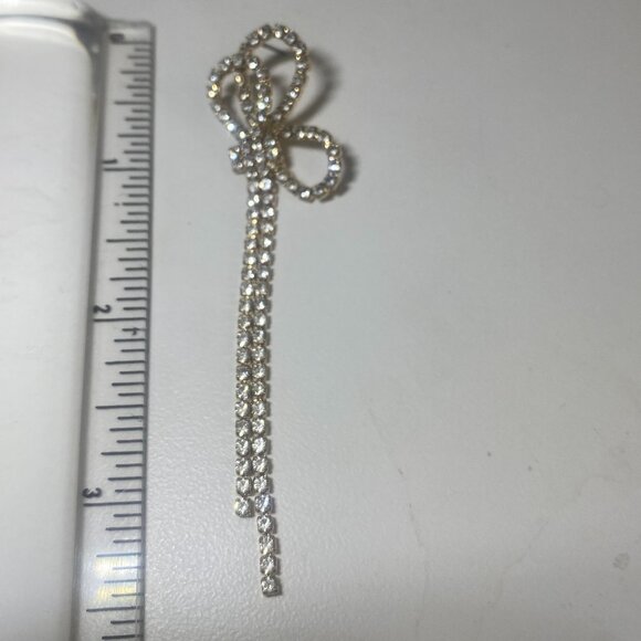 Borrowed and Blue Rhinestone Bow and Ribbon Dangle Earrings by Southern Living - Picture 7 of 7